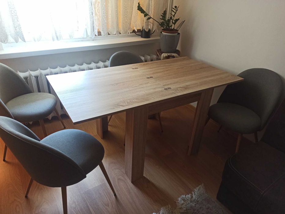OKAZJA! Nowy rozkładany stół + 6 nowych krzeseł + stolik kawowy