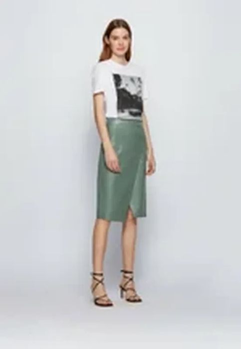 Hugo boss кріра шкіряна шелк  кожаная кожа юбка спідниця  стиль