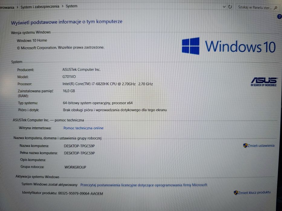 laptop Asus ROG I7 GTX980 SSD Gamingowy