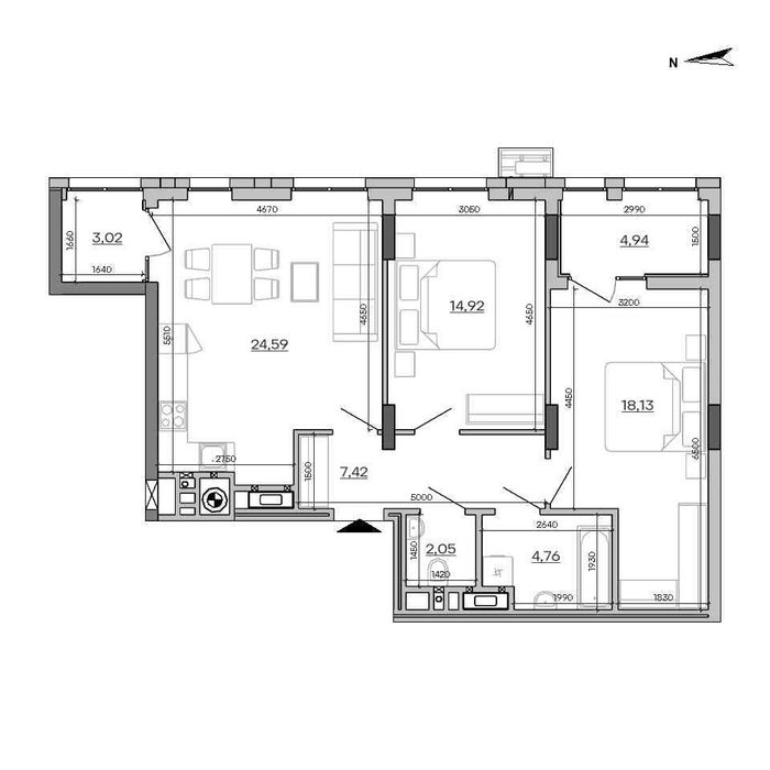 2-rooms apartment apartment by the address st. Kitoboynaya (area 79,8 m²) - Atlanta.ua - photo 5