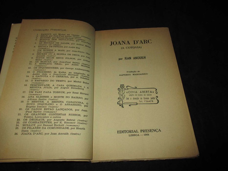 Livro Joana D'Arc A Cotovia Jean Anouilh Teatro