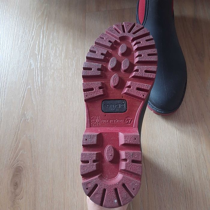 Botins Chuva Senhora Preto e Vermelho T.37