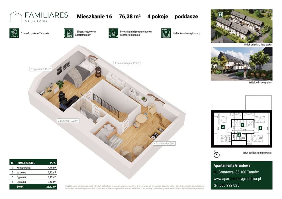 4-pokojowe mieszkanie 76m2 Bezpośrednio
