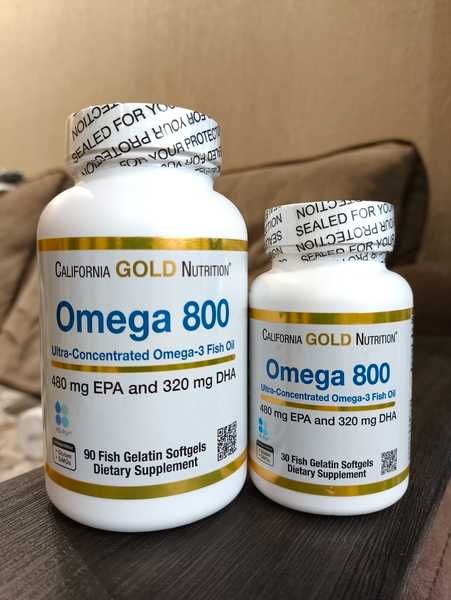 Омега 800, Омега-800, 1000 мг, США, 30 и 90 капсул