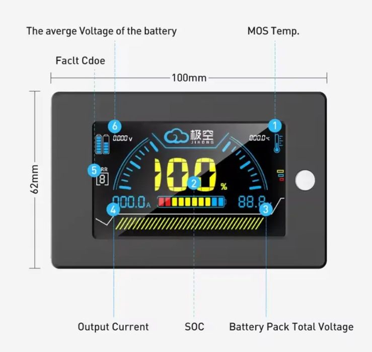 БМС плата 100А JK-B1A8S10P для збірки акумуляторів Lifepo4
