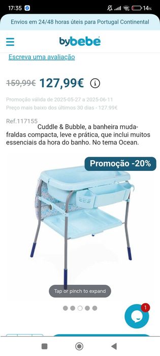 Muda fraldas/banheira Chicco