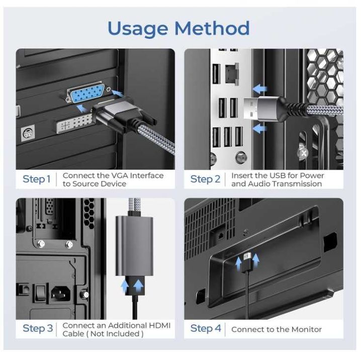 Konwerter VGA do HDMI 1080P z Audio Elebase