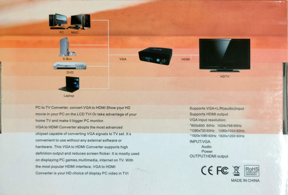 VGA+R/L Audio to HDMI Conversor