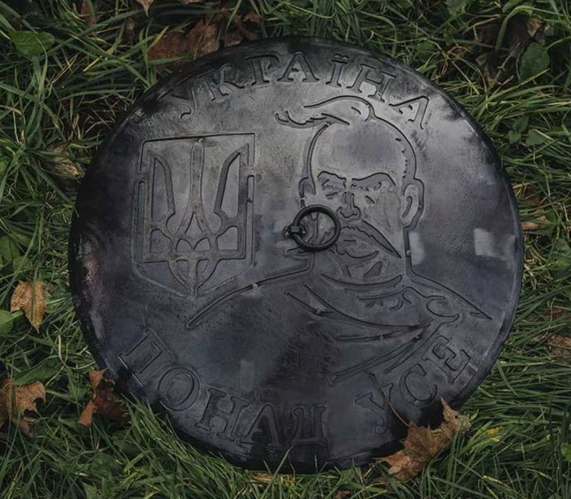 Сковорода з диска борони 50см. Чохол, принт, гравіювання. лопатка