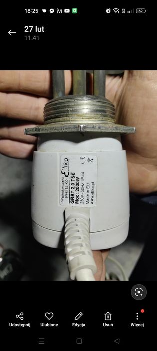 Grzałka do bojlera ELIKO z termostatem 2000W 6/4"