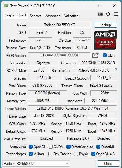 Gigabyte Radeon RX 5500 XT 4GB - Testada