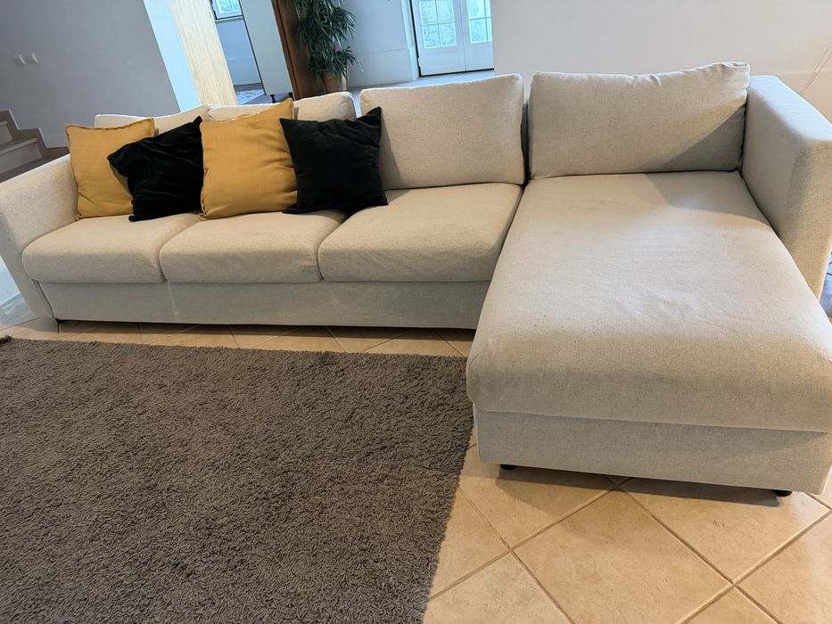 Sofá IKEA VIMLE 4 lugares com Chaise Longue – Gunnared Bege