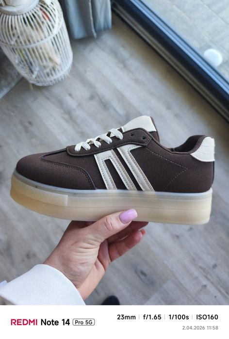 Trampki czekoladowe platforma kauczuk 37