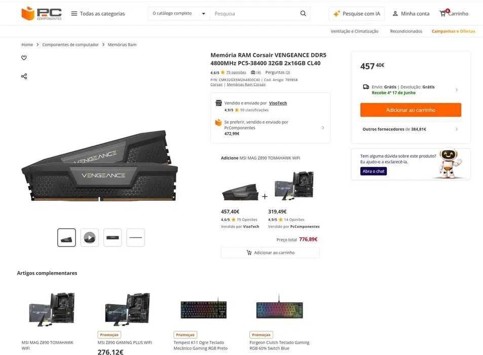 Corsair VENGEANCE DDR5 4800MHz 32GB 2x16GB