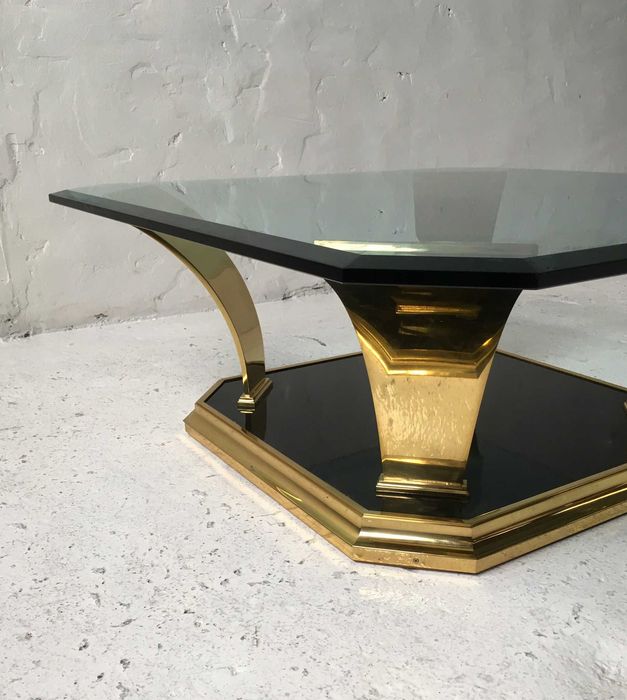 Stolik szklany Hollywood Regency lata 80 90 vintage design