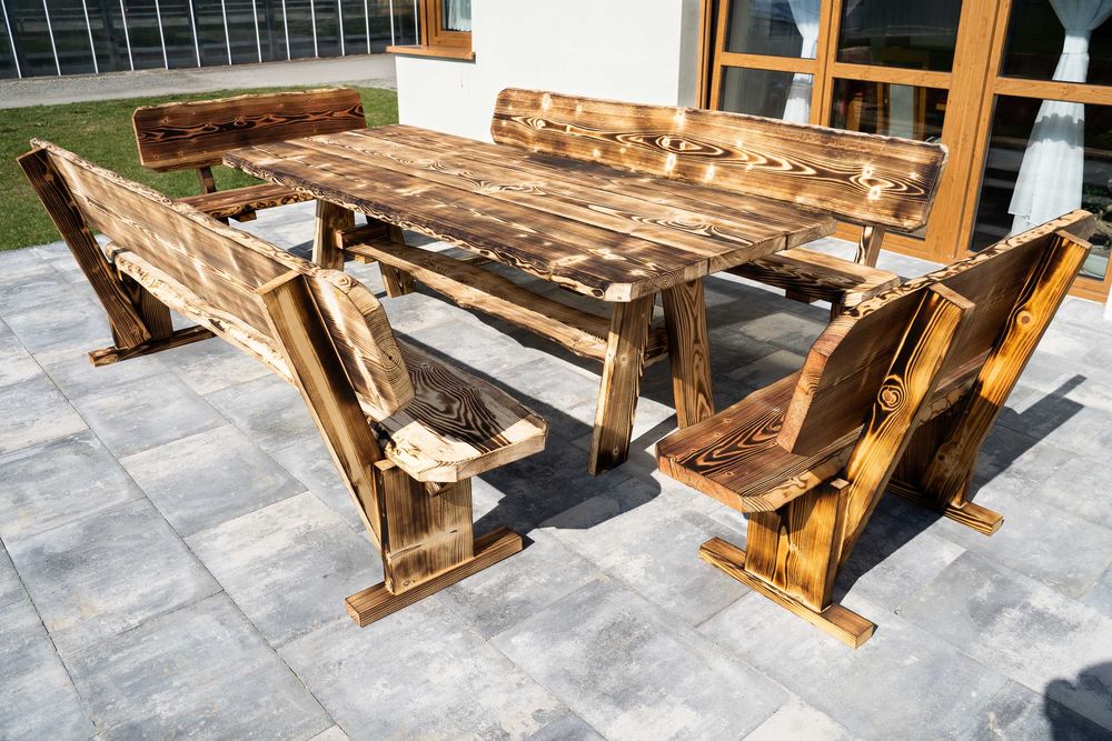 Meble ogrodowe drewniane góralskie biesiadne LITE DREWNO :