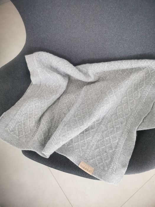 Kocyk wełniany Bugaboo. Koc wełna do wózka warkocz szary ORYGINAŁ