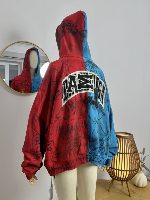 (S-XL) Зіп-худі Balenciaga Blue/Red Skater Zip-Up Hoodie.