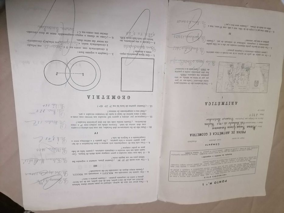 M.P. Mocidade Portuguesa 1939 Exames Admissão aos Liceus Ponto Exemplo