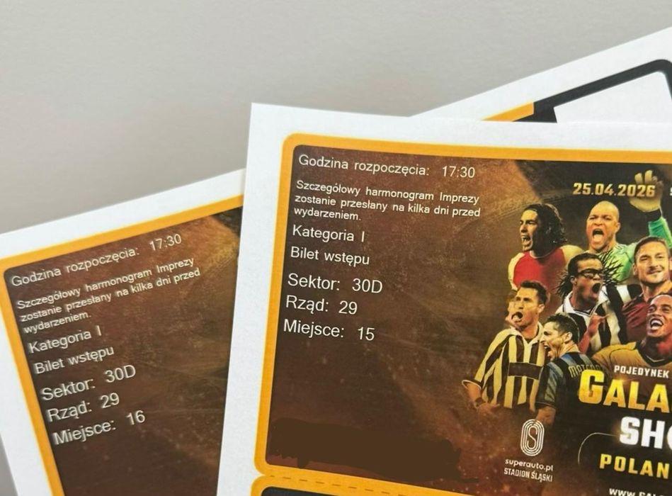 Mecz gwiazd GALACTICOS 25.04 Stadion Śląski dwa miejsca obok siebie