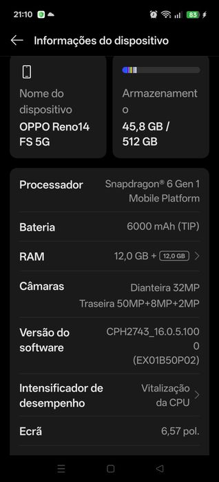 OPPO Reno 14 FS 5G descida preço
