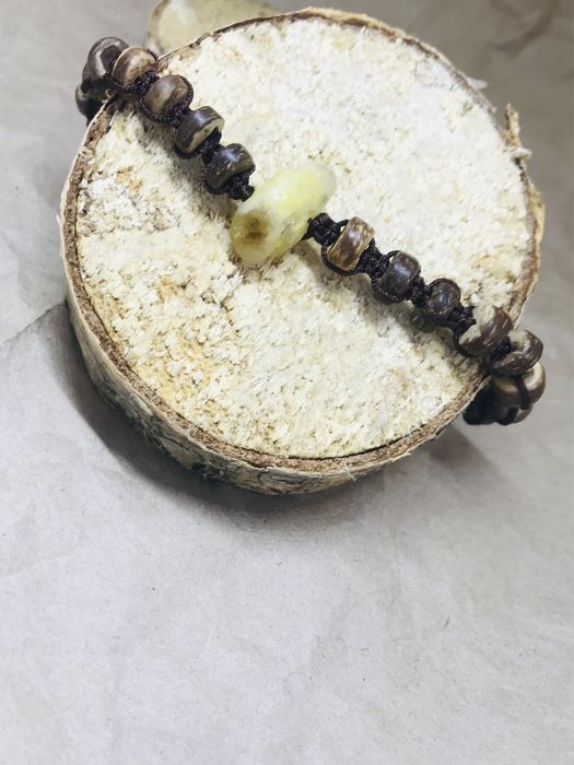 Biżuteria męska,bransoletka męska handmade duży Cytryn i łupina kokosa