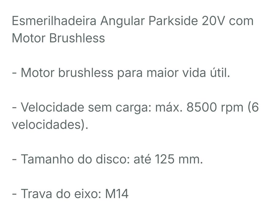 Rebarbadeira Parkside Performance 20V