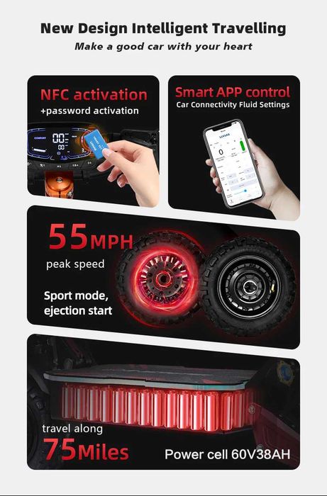 Trotineta Elétrica Motor 6000W "2X3000W" Bateria 60V 38Ah