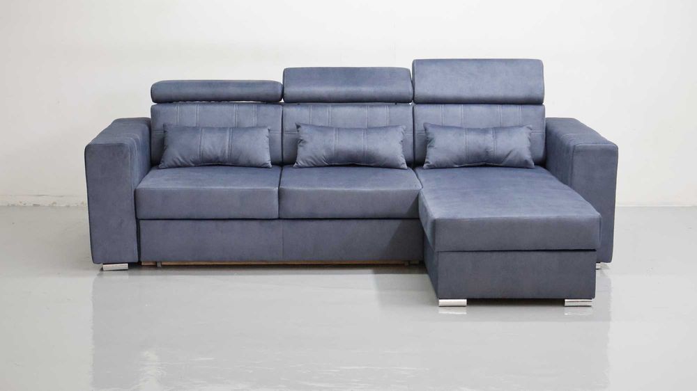 TGR NAROŻNIK funkcja spania pojemnik regulowane zagłówk niebieskoszary