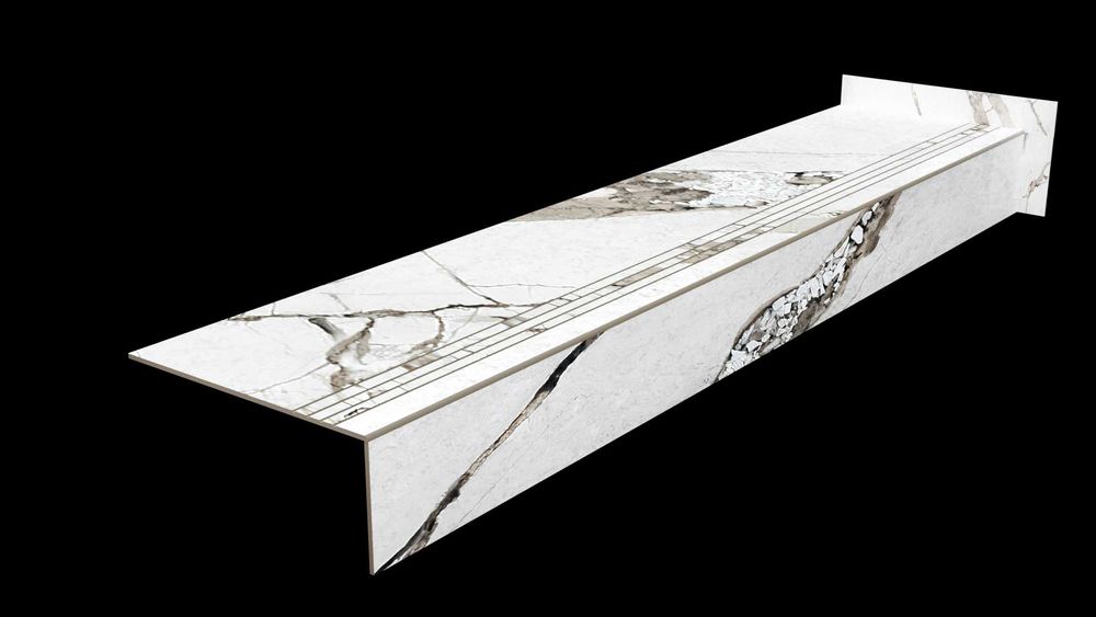 Płytki na schody marmuropodobne jak Kamień LIGHT GREY 120x30 PÓŁMAT