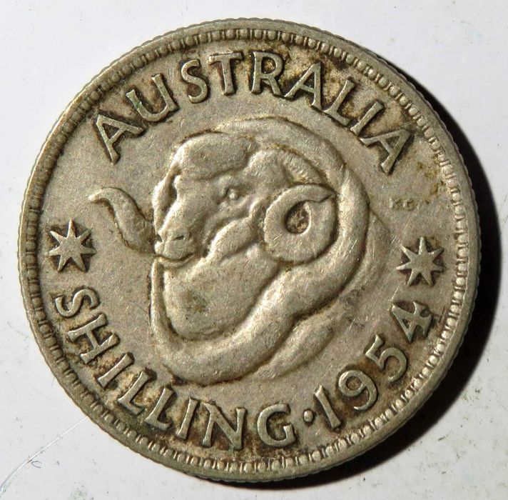 Austrália Moeda em Prata. 1 Shilling • 1954