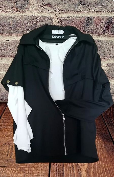 kurtka marynarka pudełkowa odpinane rękawy czarna