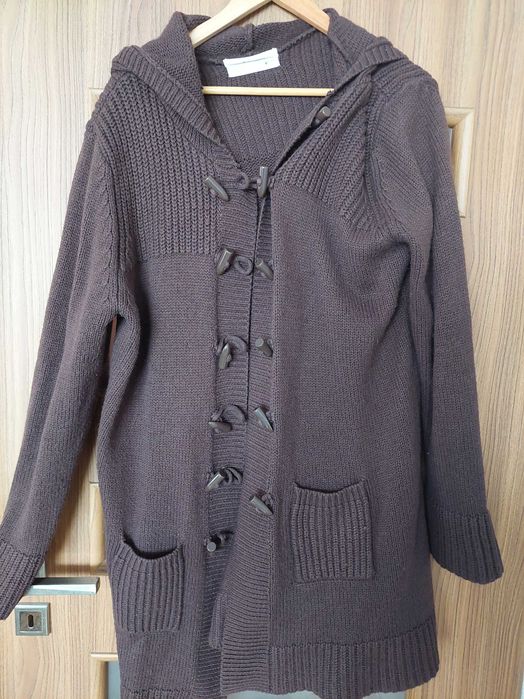 sweter brązowy z kapturem XL