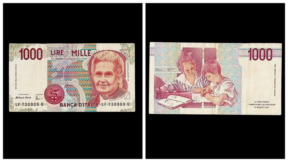 Банкнота 1000 лір 1990 рік, Італія