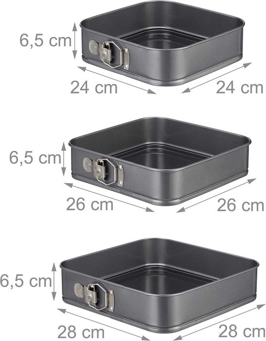 Zestaw blach Relaxdays Tortownice 6w1 okrągłe i kwadratowe od 26-28 cm
