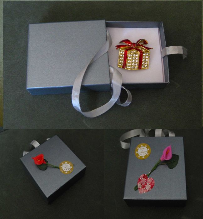 Alfinete / Broche / Pregadeira Presente c/ Laço Vermelho NOVO