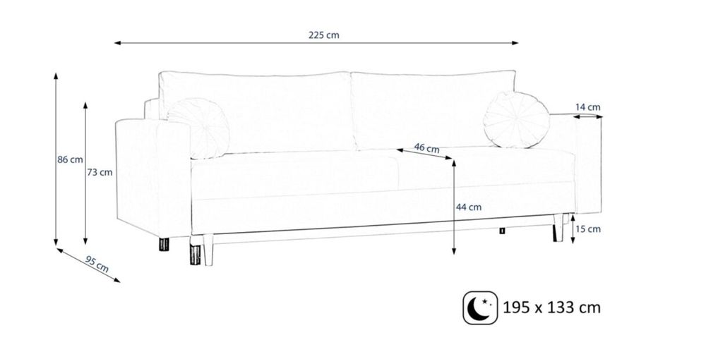 Sofa rozkładana Amaro 3 osobowa z funkcją spania