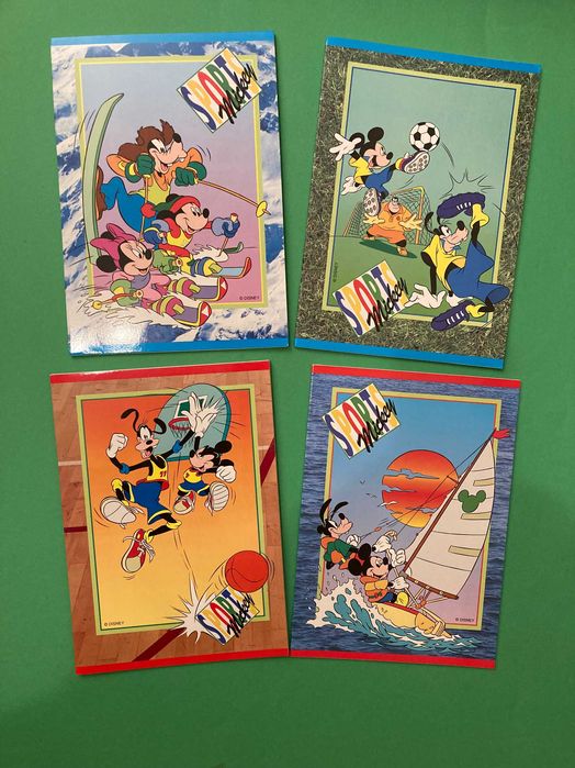 Colecção de 4 Cadernos Escolares Sport Mickey Disney Anos 80 Ambar