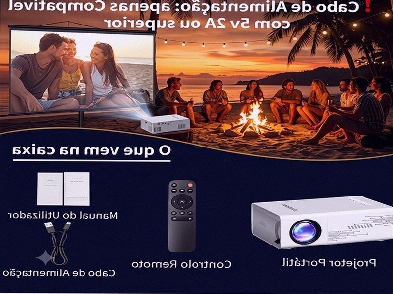 Projetor Portátil para Casa, Escritório e Festa — Smartphone e Tablet