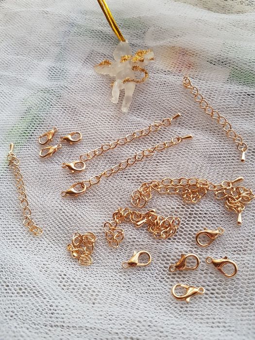 Замочок карабін з ланцюжком колір золото для рукоділля