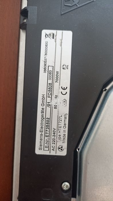 Płyta ceramiczna elektryczna Siemens ET 73S502 60 cm na części
