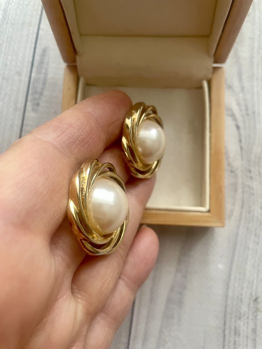 Вінтажні сережки перлини золотисті американський вінтаж