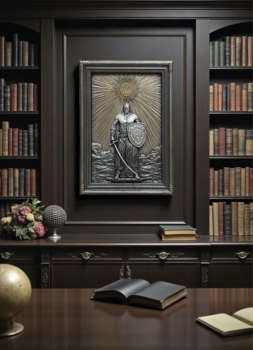 Авторський деревʼяний рельєф у рамі | Інтерʼєрний арт | Панно козак