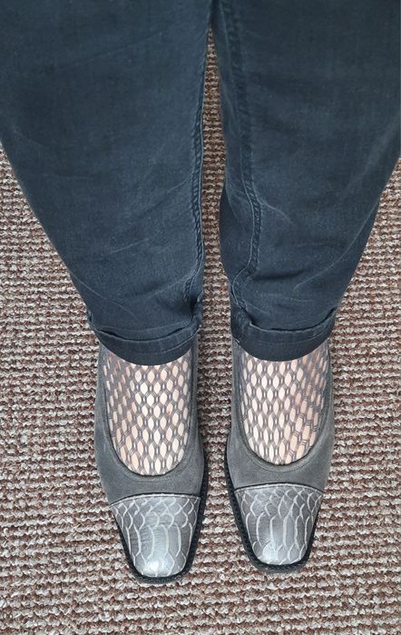 Skórzane damskie grafitowe buty 38,5/39r