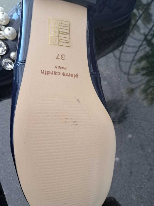 Pierre Cardin balerinki granatowe  kamenie perły eleganckie
