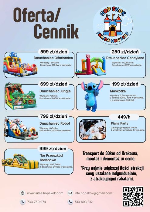 Wynajem dmuchańców i atrakcji dla dzieci – Kraków i okolice!