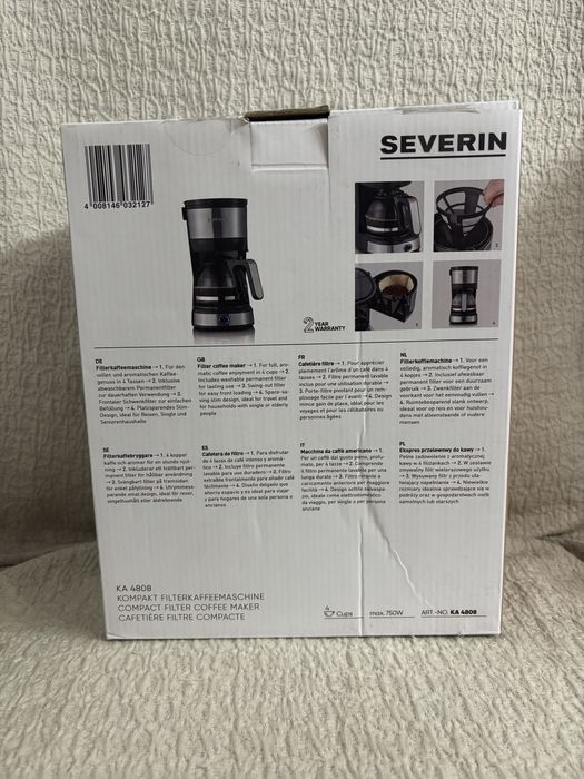 Máquina de café de filtro Severin KA4808 de 750w - 4 Chávenas Nova