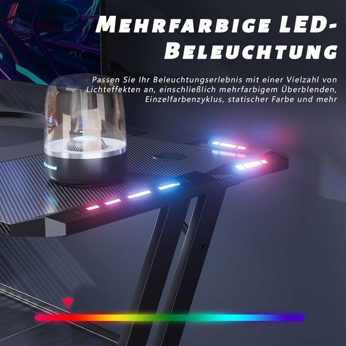 Nowe biurko gamingowe / LED / 120x60 / blat /stół / stelaż / R159!