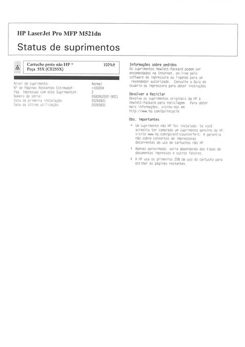 Impressora HP LaserJet Pro MFP M521dn