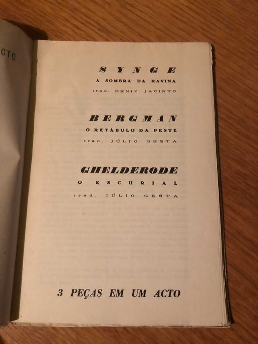 3 PEÇAS EM UM ACTO     Synge   Bergman    Ghelderode